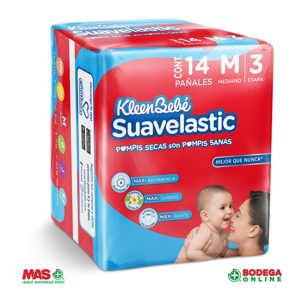 PAÑAL SUAVELASTICMAX MED 14PZ