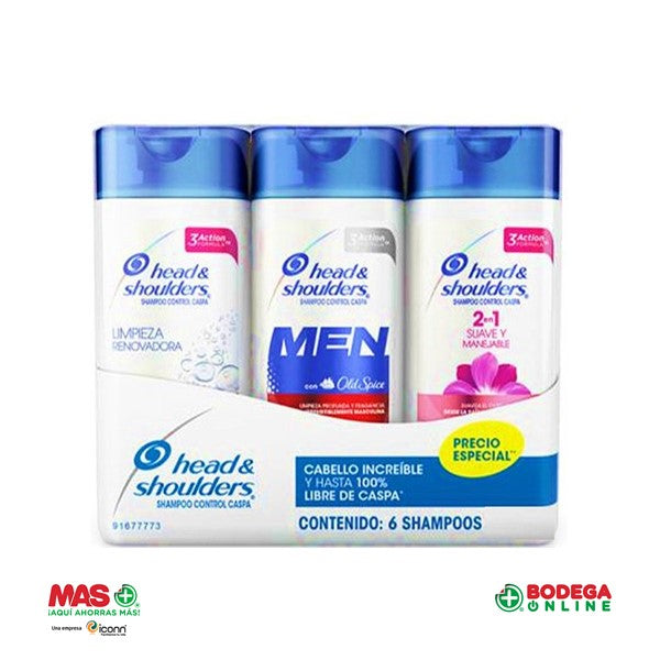 SHAMPOO 6PACK H&S 90ML VARIED